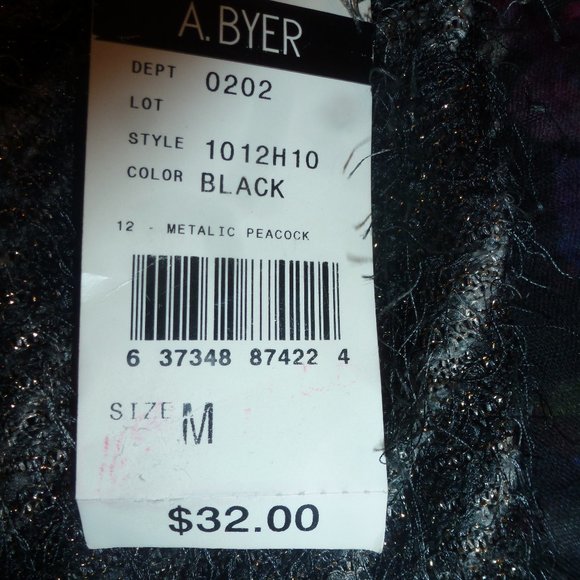 A.  Byer Festive Golden metallic  Peacock Sleeveless Blouse - M NEW - Picture 8 of 10